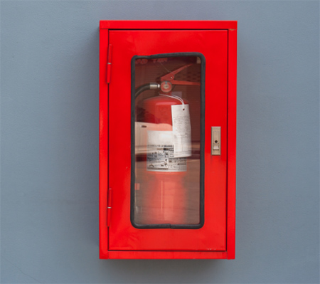 Fire Extinguisher in Glass Case