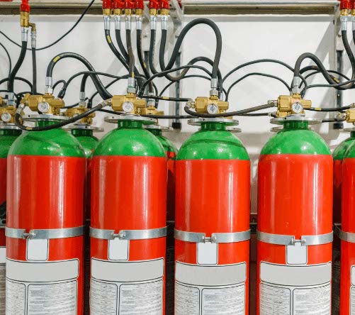 Tanks attached to a fire suppression system